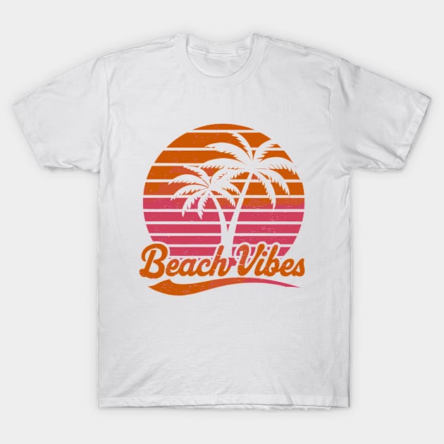 Beach Vibes Retro Sun Summer Vacation Palms T-Shirt by Macphisto Shirts